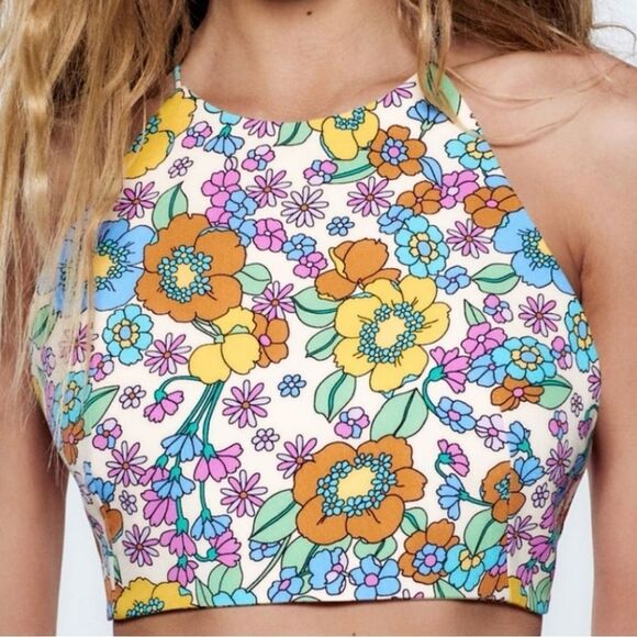 Zara Floral Halter Crop Top. Size Extra Small - Picture 2 of 8